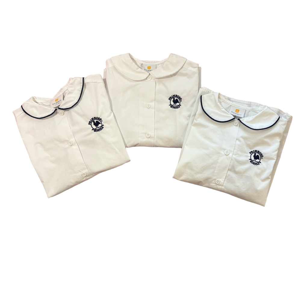 Primrose Schools Classic White Kids Button Up Blouses with Navy Trim - Picture 11 of 11